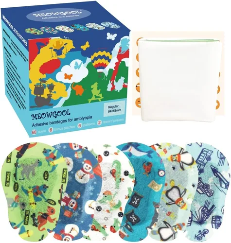 Miniatura 5 de Parches adhesivos para ojos para niños con ojo perezoso, vendajes adhesivos para ambliopía, 6 diseños divertidos para niños (tamaño regular)