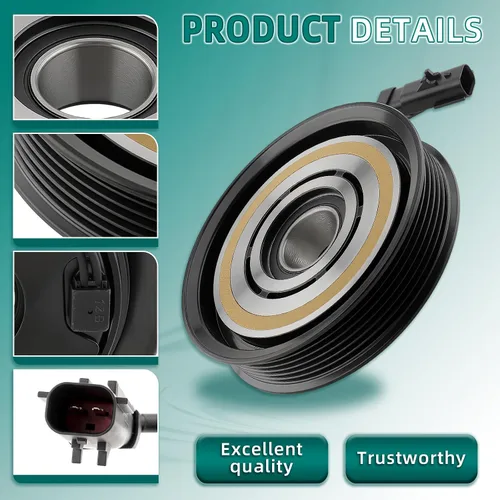 Miniatura 3 de AUTOKAY Kit de ensamblaje de embrague del compresor de CA compatible con Dodge Dakota 6 CYL 3.7L 8 CYL 4.7L 2004-2007 10S17C 55056435AB