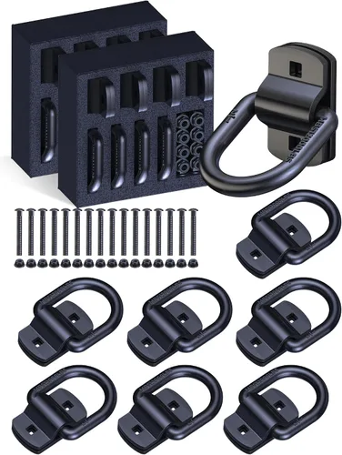 Miniatura 8 de Anclajes de amarre de anillos en D de 1/2 pulgada, anillos en D forjados resistentes atornillables de 12,000 libras con placa de refuerzo engrosada