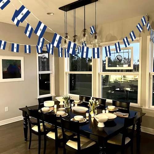 Miniatura 6 de Anley Banderines de banderines de cuerda de El Salvador, eventos patrióticos 15 de septiembre Día de la Independencia salvadoreña decoración barras