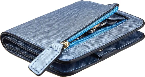 Miniatura 15 de Toughergun Cartera pequeña de cuero delgada para mujer con protección RFID, mini monedero bifold compacto con ventana de identificación transparente