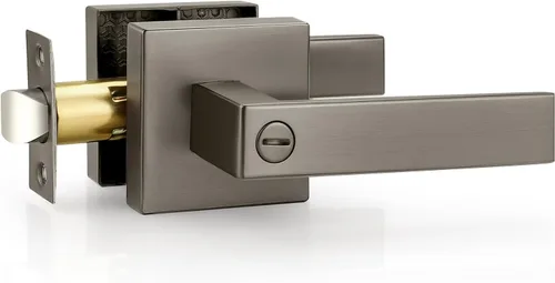 Miniatura 89 de Probrico Paquete de 4 manijas de puerta simuladas en negro mate, manijas interiores que no giran, manijas reversibles resistentes para interiores
