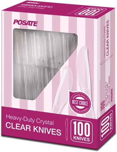 POSATE Cuchillos transparentes, cristal resistente (100 cuchillos)