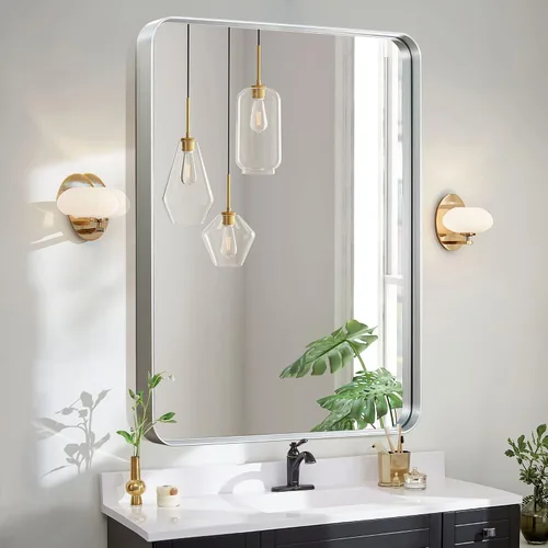 Miniatura 52 de NicBex Espejo de tocador de baño de 32 x 22 pulgadas, espejo de pared con marco de aleación para tocador de baño, dormitorio, pasillo y decoración