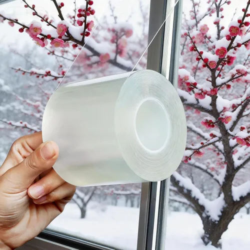 Miniatura 13 de Cinta transparente para sellado de ventana, 2 pulgadas x 35 yardas, cinta adhesiva para aislamiento de ventanas sin residuos, transparente