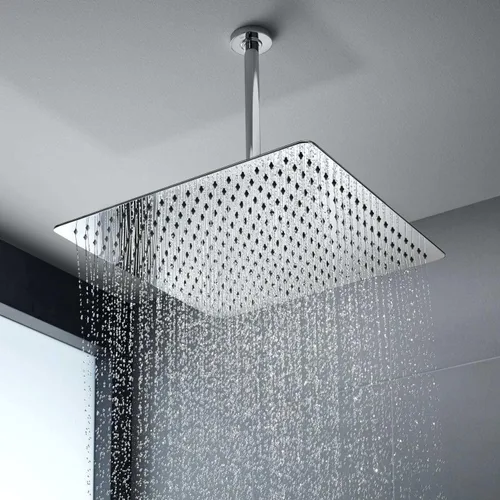 Miniatura 7 de Voolan - Regadera tipo lluvia de metal, cuadrada, de alto flujo, cobertura de cuerpo completo en cascada, montaje universal para techo o pared