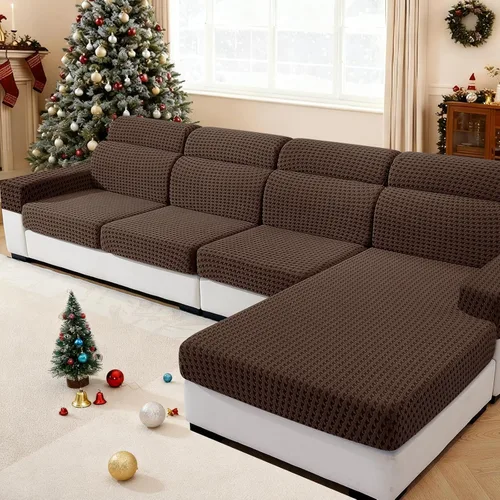 Miniatura 19 de MAXIJIN Fundas de cojín para sofá seccional, funda de cojín elástica para sofá, lavable, protector de muebles con parte inferior elástica y correa