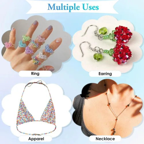 Miniatura 4 de PAXCOO 5600 Piezas de Cuentas de Cristal para Hacer Joyería, Pequeñas Cuentas de Acrílico Facetadas para Manualidades, Cuentas Bicónicas de Gema