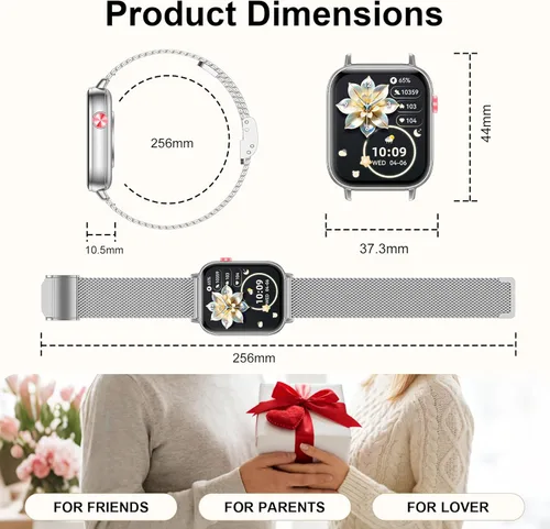 Miniatura 8 de Reloj inteligente para mujer (respuesta/hacer llamadas), pantalla táctil HD de 1.85 pulgadas con 4 bandas, más de 120 modos deportivos, impermeable