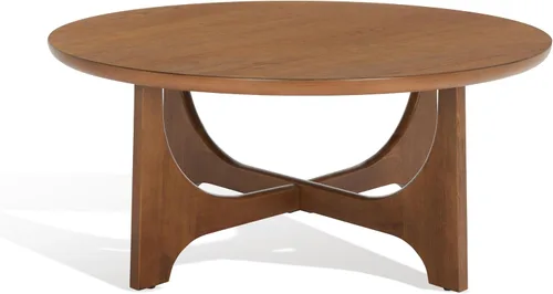 SAFAVIEH Furniture - Mesa de centro de madera Sasha - Roble mediano - Madera - Diseño redondo moderno - Ideal para sala de estar, sala de estar,