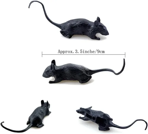 Miniatura 2 de SaktopDeco 25 ratas falsas de plástico negro para fiesta de broma