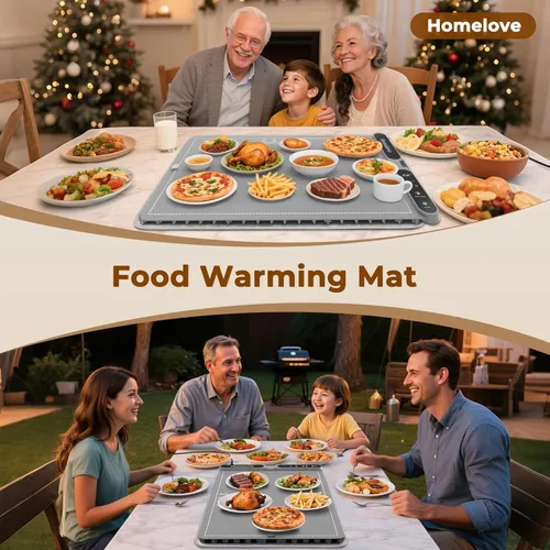 Miniatura 7 de Homelove Tapete de calentamiento para alimentos – Bandeja de calentamiento eléctrica rápida de superficie completa con 7 ajustes de temperatura