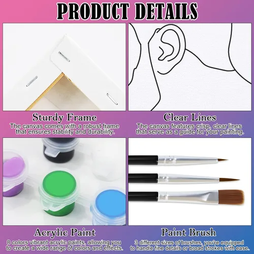 Miniatura 6 de Nuberlic Paquete de 2 batas de baño para parejas, kits de pintura de lienzo predibujados para adultos, pareja, sorbo y pintura, cita nocturna
