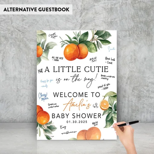 Miniatura 8 de Andaz Little Cutie - Decoración de baby shower, 16 x 20 pulgadas, letrero de bienvenida personalizado, letrero de caballete personalizado para libro