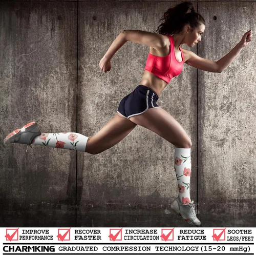 Miniatura 155 de CHARMKING - Calcetines de compresión para mujeres y hombres (3 pares), 15-20 mm Hg, el mejor apoyo para atletismo, running o ciclismo, mejora