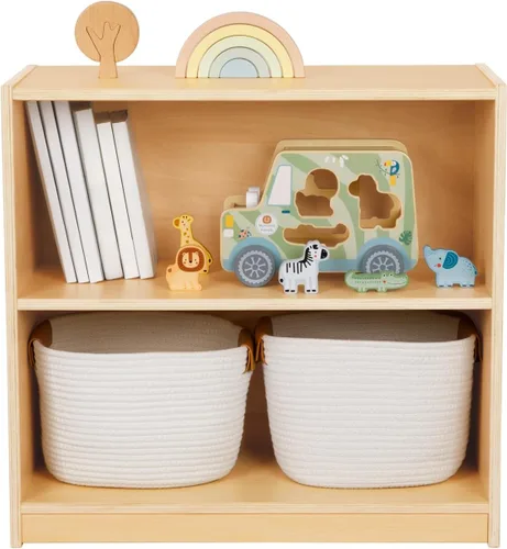 Miniatura 10 de OOOK Estante Montessori, organizadores y almacenamiento de juguetes, estantería de 2 niveles para niños pequeños, adecuada para aula, jardín