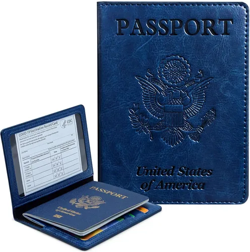 Miniatura 10 de Funda para pasaporte con bloqueo RFID de piel, tarjetero con ranura para tarjetas, accesorios de viaje, organizador de documentos, protector