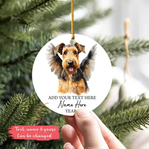 Miniatura 3 de Airedale Terrier - Adorno personalizado de alas de ángel para perro, regalo de pérdida de condolencias de mascotas, adorno de Navidad conmemorativo