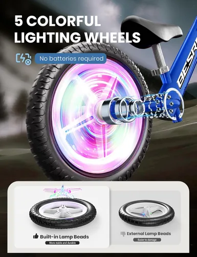 Miniatura 2 de besrey Bicicleta de equilibrio para niños de 2 años: marco totalmente metálico y ruedas autoiluminadas de 12 pulgadas, bicicleta para niños