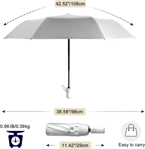 Miniatura 6 de Cuby - Paraguas compacto y plegable, resistente al viento, se abre y cierra de forma automática, con revestimiento plateado y 99.9% de protección