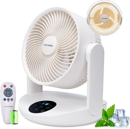 Ventilador de mesa recargable portátil con luz nocturna, ventilador de escritorio con batería de 20000 mAh, ventilador de circulación de aire