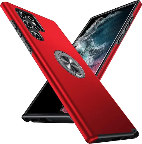 Anqrp Diseñada para Samsung Galaxy S22 Ultra Funda, Incorporada [Protección contra Caídas de 15 Pies][Disipación de Calor] Protección de Grado Rojo