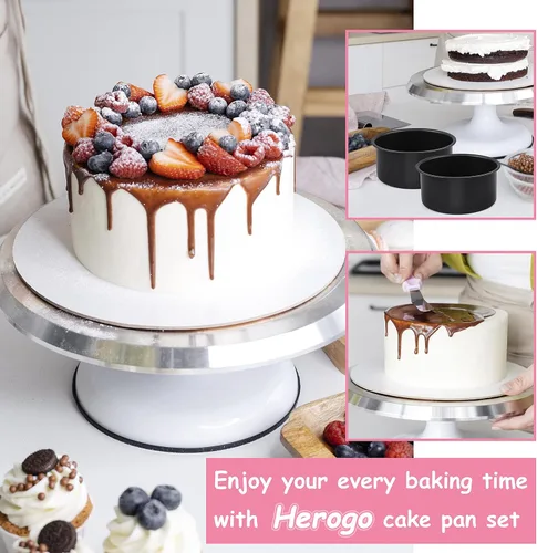 Miniatura 6 de Herogo Juego de 3 moldes redondos pequeños de 4 pulgadas, de acero inoxidable, antiadherentes, para mini quiche de pizza, no tóxicos y saludables