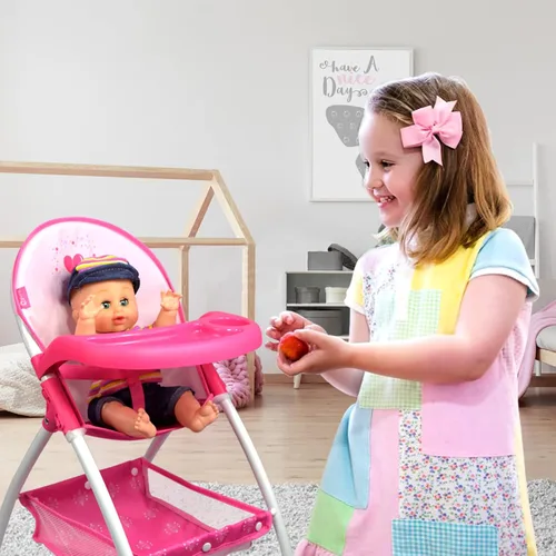 Miniatura 2 de Anivia Silla alta de muñeca de bebé, silla alta de juguete para muñeca de bebé (DH010-PINK)