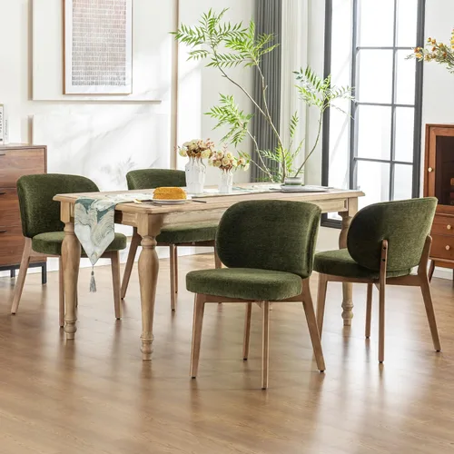 Miniatura 23 de YOUNIKE Silla de comedor con respaldo alto, silla única de cocina estilo moderno de mediados de siglo, silla acentuada sin brazos de tela bouclé