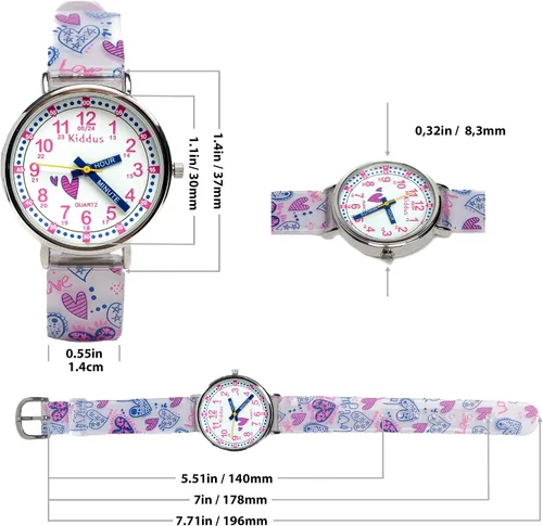 Miniatura 4 de Kiddus Educational Kids Watch for Children Boy and Girl. Analogue Time Teacher Wristwatch with Exercises. Japanese Quartz Movement. Easy to Read and