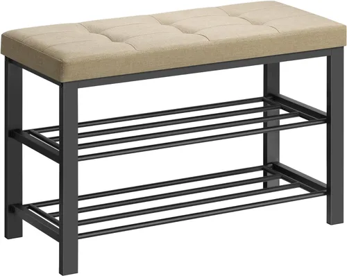 Miniatura 10 de SONGMICS Banco de zapatos, banco de almacenamiento, banco de entrada con cojín, estante para zapatos con asiento, ahorro de espacio, estilo moderno