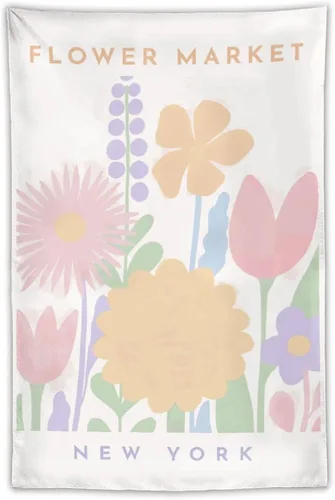 Miniatura 9 de Chordity Tapices Estéticos de Mercado de Flores Botánicas Danesas en Tonos Pastel para Colgar en la Pared Tapiz Bandera Decorativa Para Decoración