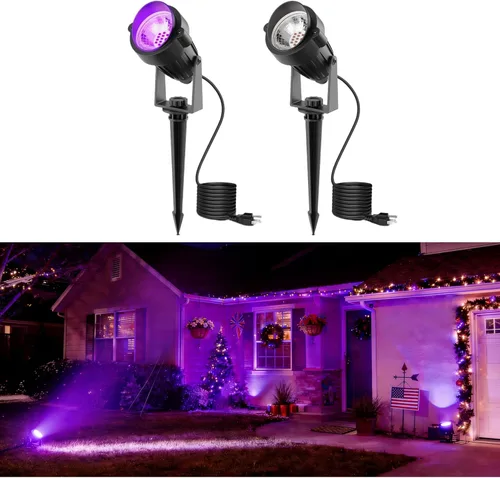 Miniatura 18 de L LOHAS LED Foco Navideño para Exterior, Luces Rojas para Patio, Encendido/Apagado Automático 5W 120V Iluminación de Paisaje para Casa