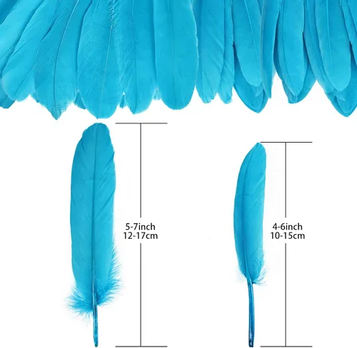Miniatura 2 de iHUFeather 270 plumas de ganso azul aguamarina para manualidades, 2 estilos de 4 a 7 pulgadas, plumas naturales a granel para bricolaje, cosplay