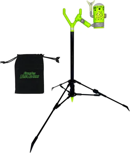 FISHIN' STIX - Kit listo para pescar, incluye soporte para caña de 30 pulgadas, trípode de soporte todo terreno y alarma de mordida