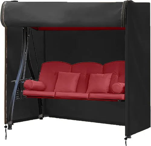 Miniatura 10 de FLYMEI Funda de columpio para exteriores, cubierta de hamaca de 2 plazas triples para porche, toldo y otros muebles de patio, impermeable