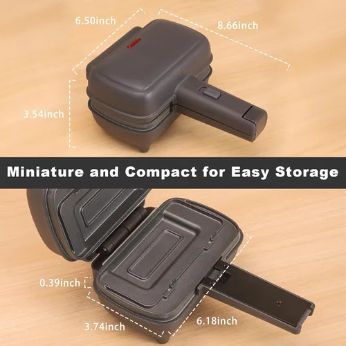 Miniatura 2 de UVFAST Mini sandwichera con platos extraíbles: Máquina portátil para hacer queso a la parrilla, sándwichera de desayuno eléctrica con platos