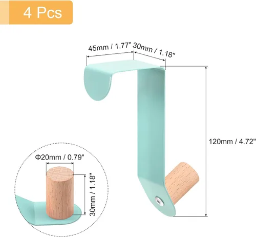 Miniatura 2 de uxcell Ganchos para colgar sobre la puerta, 4 unidades, ganchos individuales para colgar ropa, sombreros, toallas (azul)