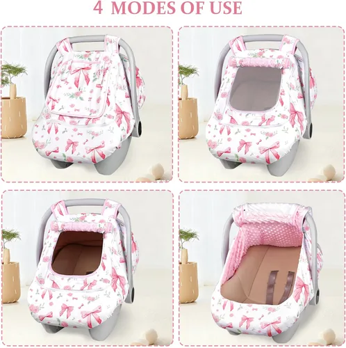 Miniatura 5 de Funda de asiento de automóvil para bebé y niña, con doble cremallera, con malla transpirable, toldo de protección universal y cálida, ajuste cómodo