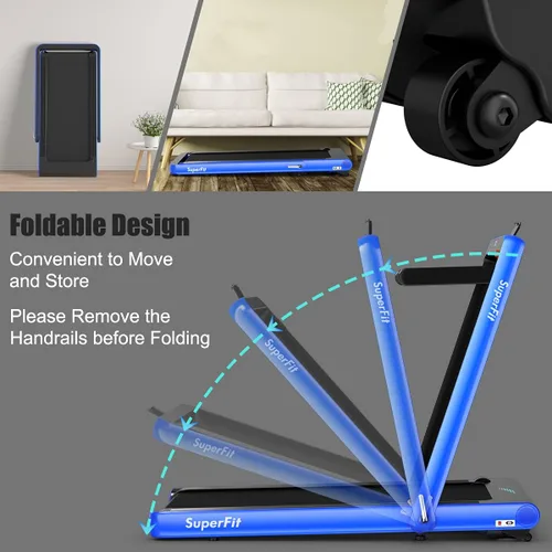Miniatura 3 de Goplus Caminadora plegable 2 en 1, 4.75 HP Superfit para debajo del escritorio, caminadora eléctrica con control de aplicación, pantalla táctil LED