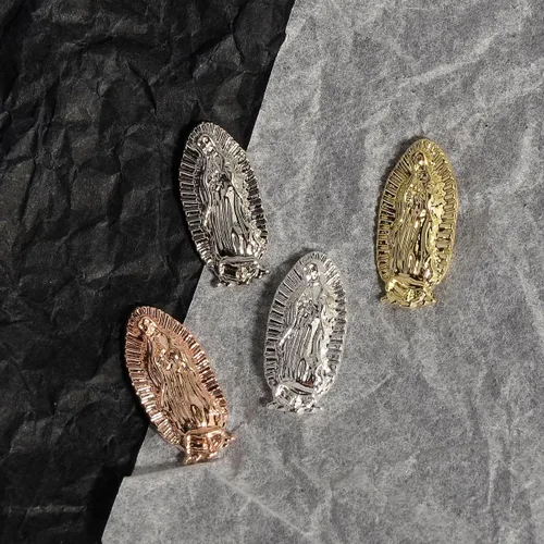 Miniatura 4 de Dijes de uñas de Virgen María en relieve 3D – Diamantes Virgen De Guadalupe Diamonds Nail Art Charms, accesorios de arte de uñas de metal