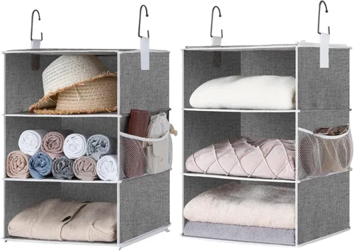 StorageWorks Organizadores de Armario Jumbo de 6 Estantes, Dos Estantes Colgantes Separables de 3 Estantes para Armario, 13" P x 15" A x 48 ¼" Al,
