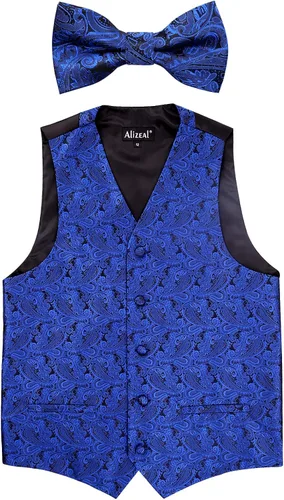 Miniatura 2 de Alizeal Conjunto clásico de corbatín y chaleco de traje de cachemira para niños