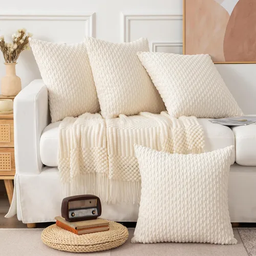 Miniatura 6 de UGASA - Funda de almohada decorativa de pana suave de 18 x 18 pulgadas, estilo bohemio, a rayas, decoración moderna del hogar para sofá, sala
