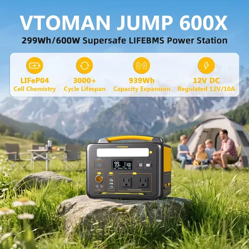 Miniatura 2 de VTOMAN Jump 600X Estación de Energía Portátil 600W, Generador Solar 299Wh Estación de Energía con Batería LiFePO4 con Arranque Rápido
