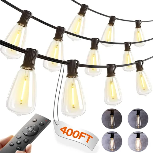 Miniatura 10 de addlon Tira de luces para exteriores de 196 pies para exteriores con control de aplicación, luces impermeables para patio con bombillas LED Edison