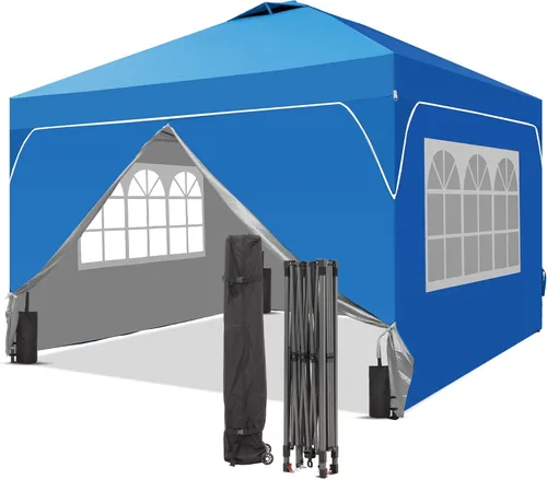 Miniatura 11 de GDY Tienda de campaña desplegable de 10 x 10 pies, gazebo para exteriores con 4 bolsas de arena, toldo fácil de instalar con 3 alturas ajustables