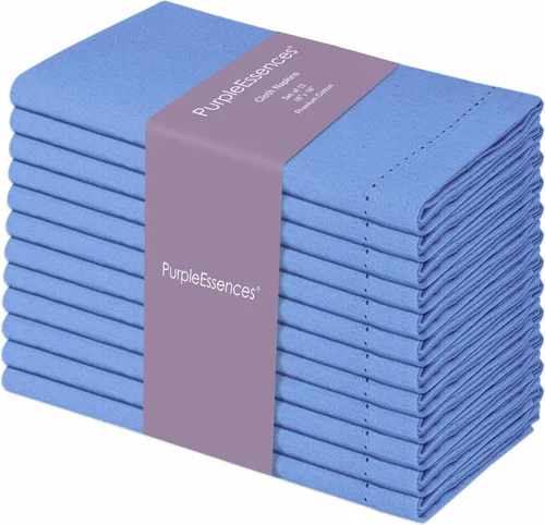 Miniatura 21 de PurpleEssences Juego de 6 servilletas de tela de vainica, 100% algodón, suaves, duraderas, lavables, ideales para bodas, Navidad, vacaciones