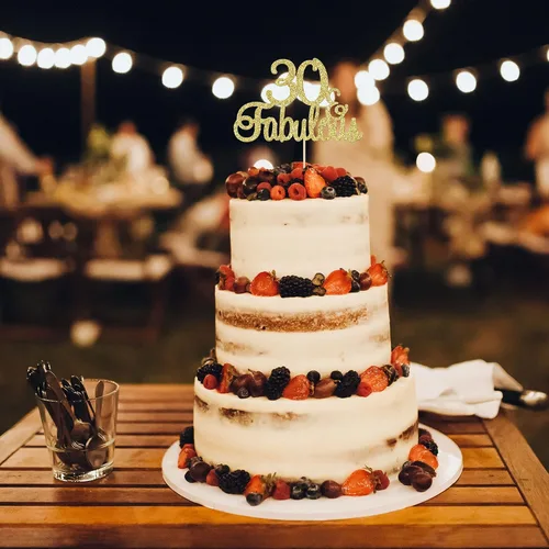 Miniatura 7 de Gyufise 1 decoración de 30 con purpurina dorada y fabulosos adornos para tartas de 30 años y fabulosos adornos para tartas de cumpleaños de 30 años