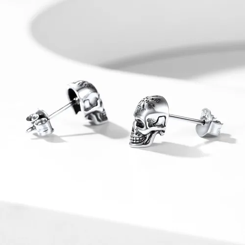 Miniatura 6 de ChicSilver Aretes de plata de ley 925, aretes góticos vintage personalizados, aretes de Halloween para hombres y mujeres (con caja de regalo)
